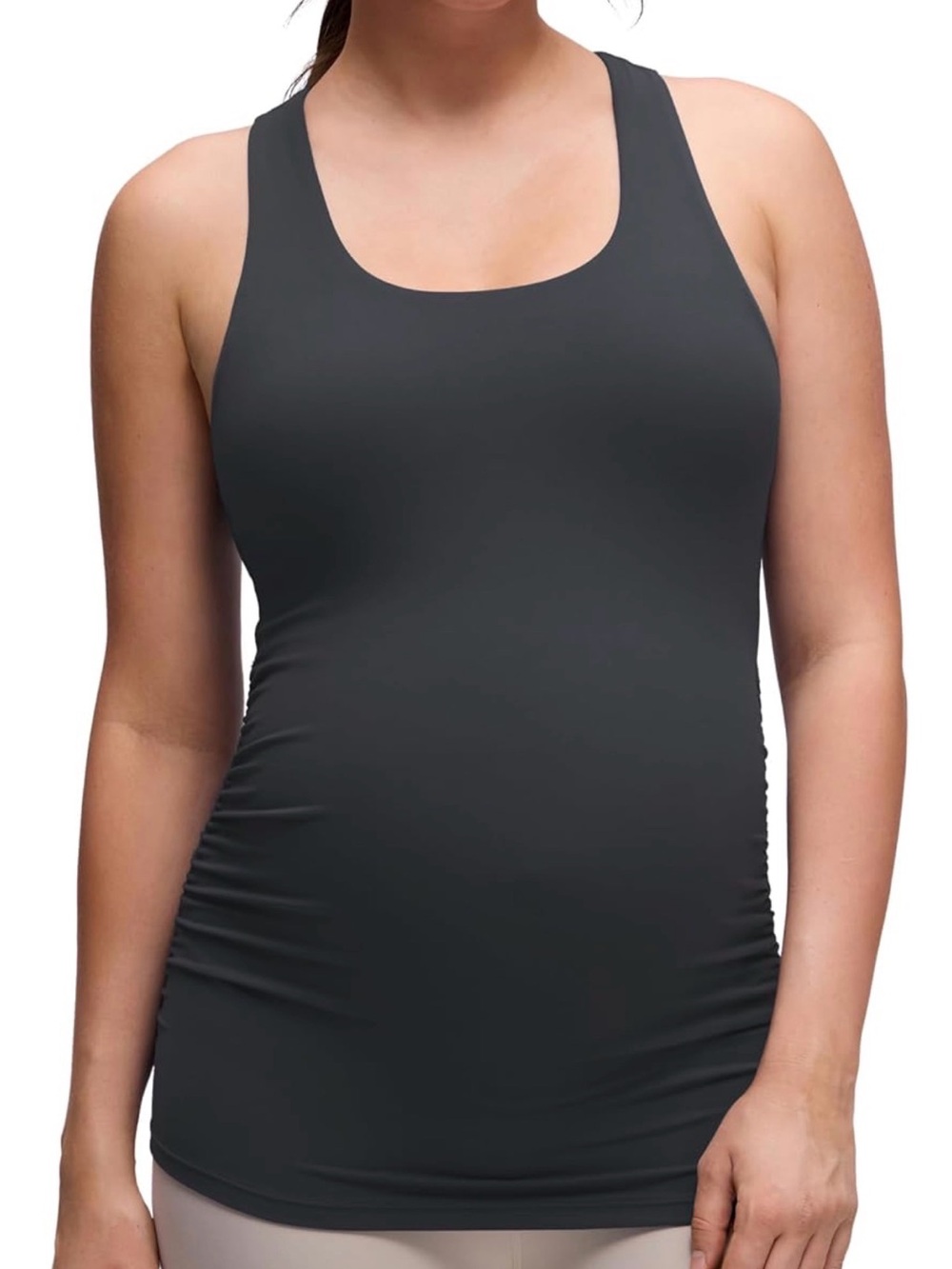 CRZ YOGA Butterluxe Maternity Racerback Tank Top Built-In Bra Gray L